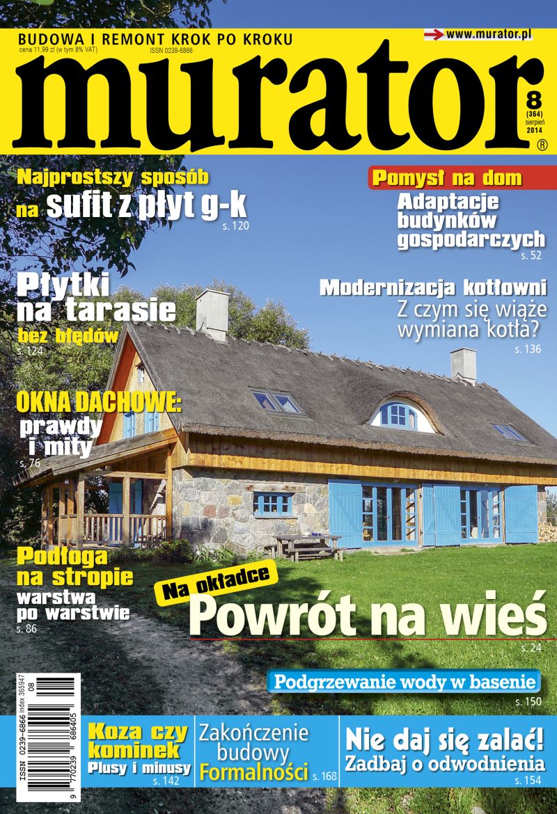 Okładka miesięcznika Murator 8/2014 Okładka miesięcznika Murator 8/2014